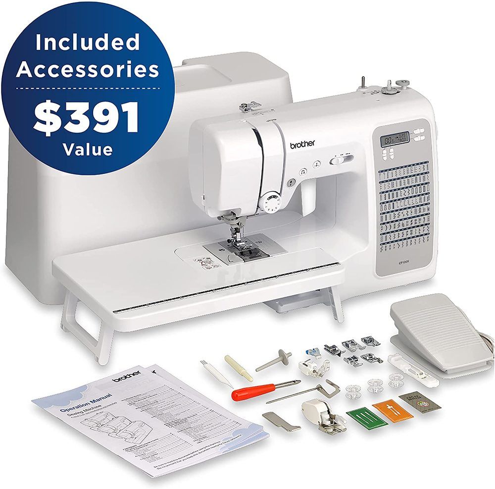 brother cp100x computerized sewing machine with full accessories