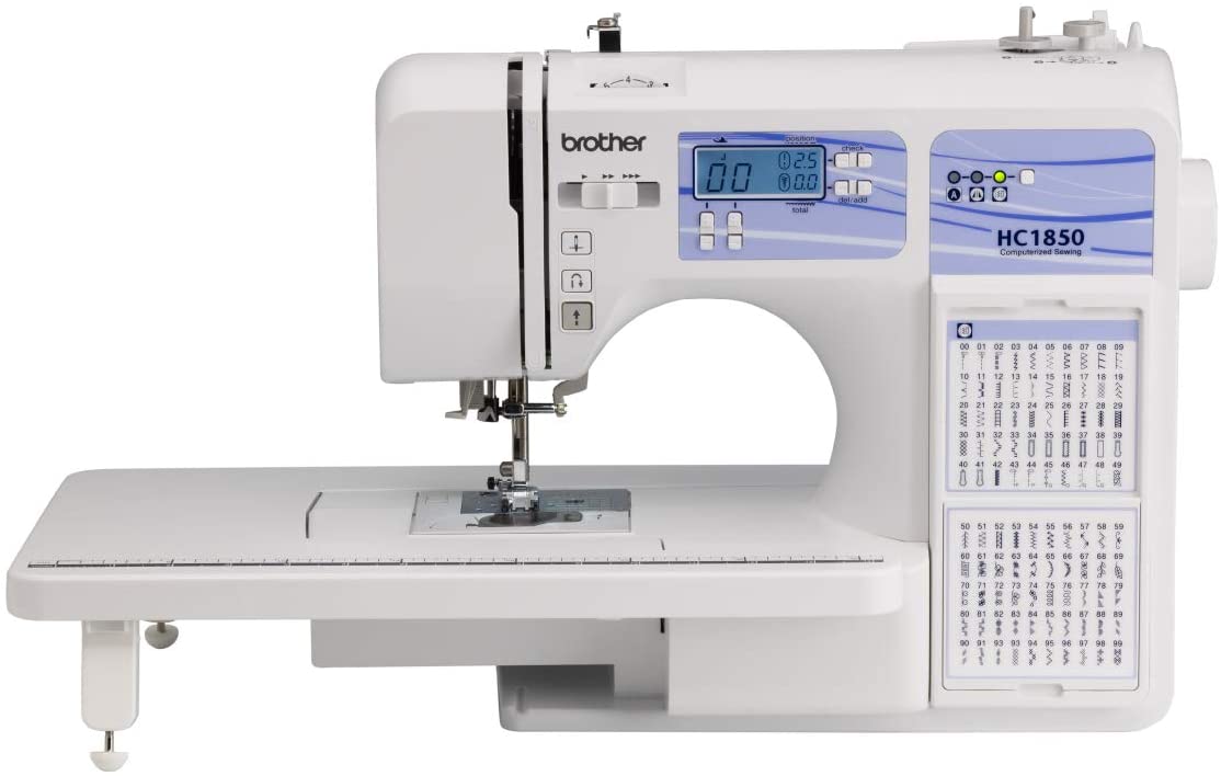brother hc1850 sewing and quilting machine isolated on white background