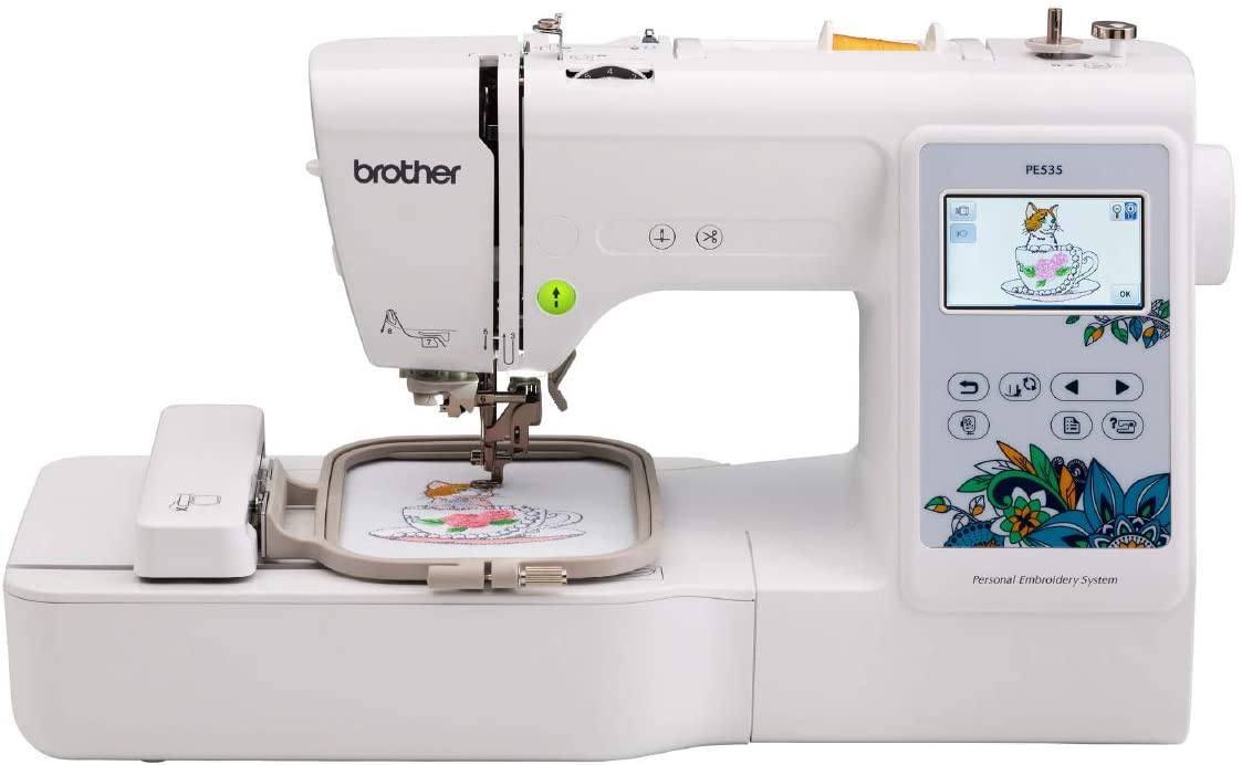 brother pe535 embroidery machine isolated on white background