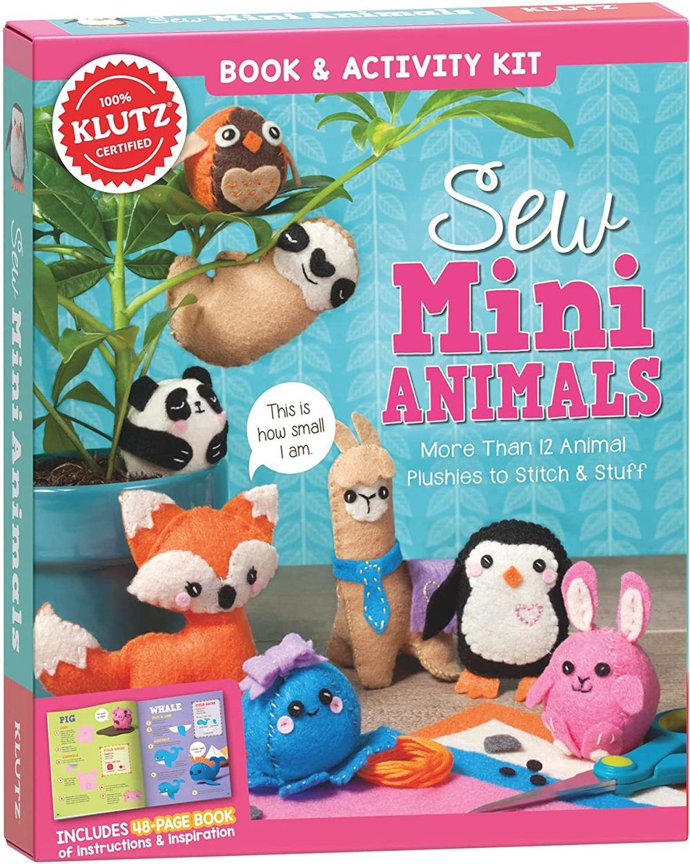 klutz sew mini animals craft kit isolated on white background