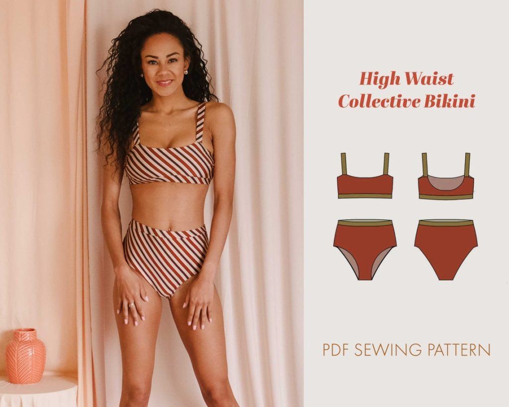 High Waist Collective Bikini Sewing Pattern Women Size XS to