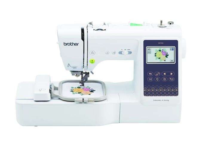 Brother SE700 sewing and embroidery machine with embroidery hoop attached